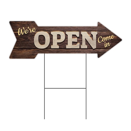 Signmission Open 2 Arrow Yard Sign Funny Home Decor 36in Wide C-ARROW12-DS-999695